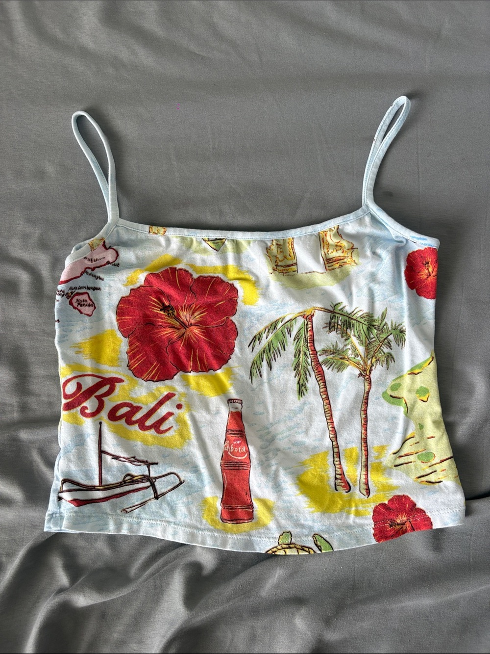 Motel Rocks Bali Floral Print Spaghetti Strap Tank Top
